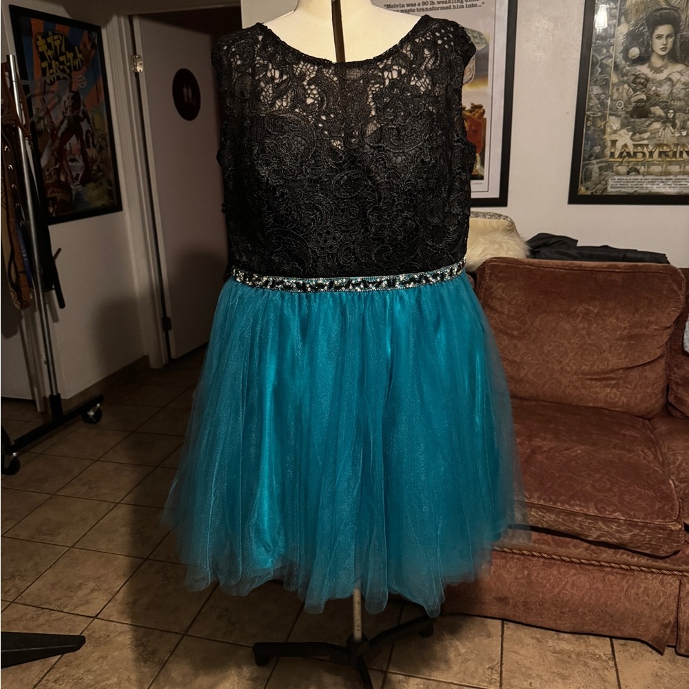 Black and Blue Lace Dress